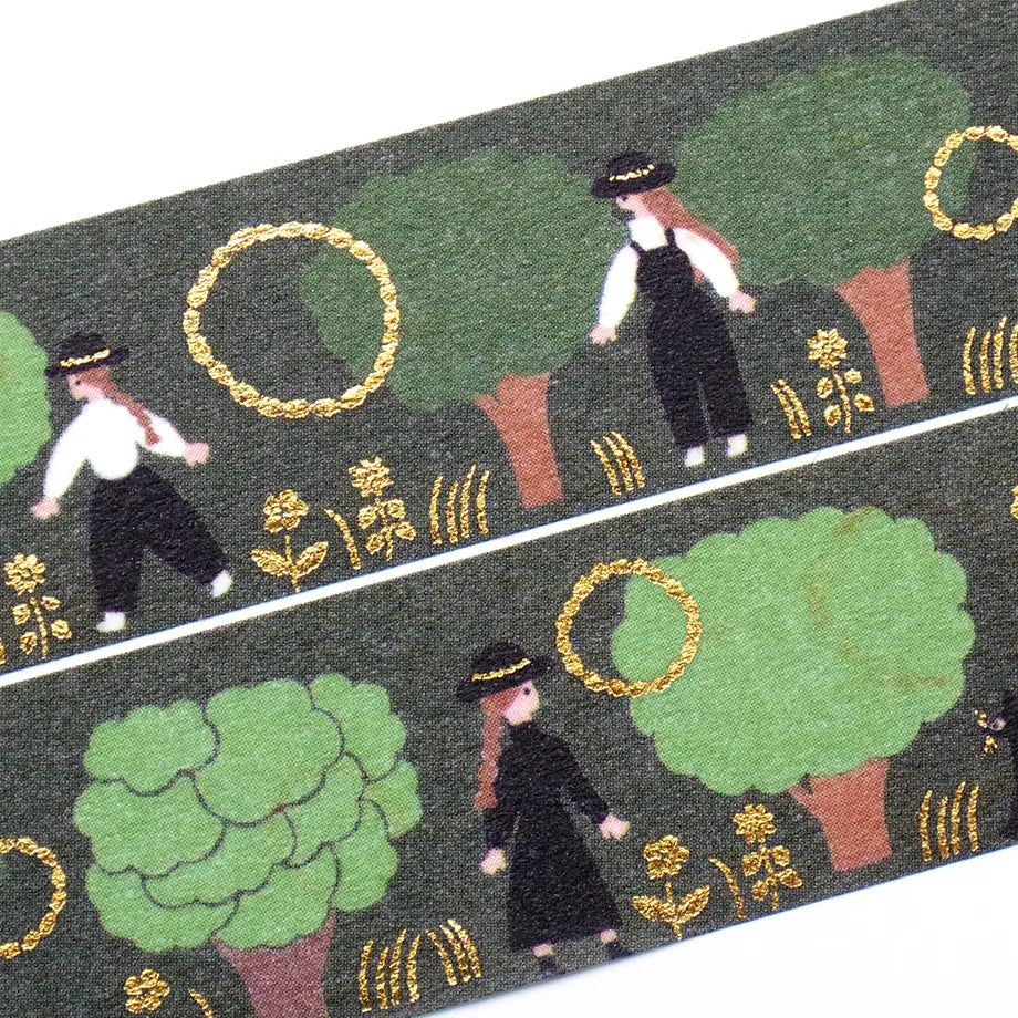 Necktie Foil Stamped Masking Tape - Green