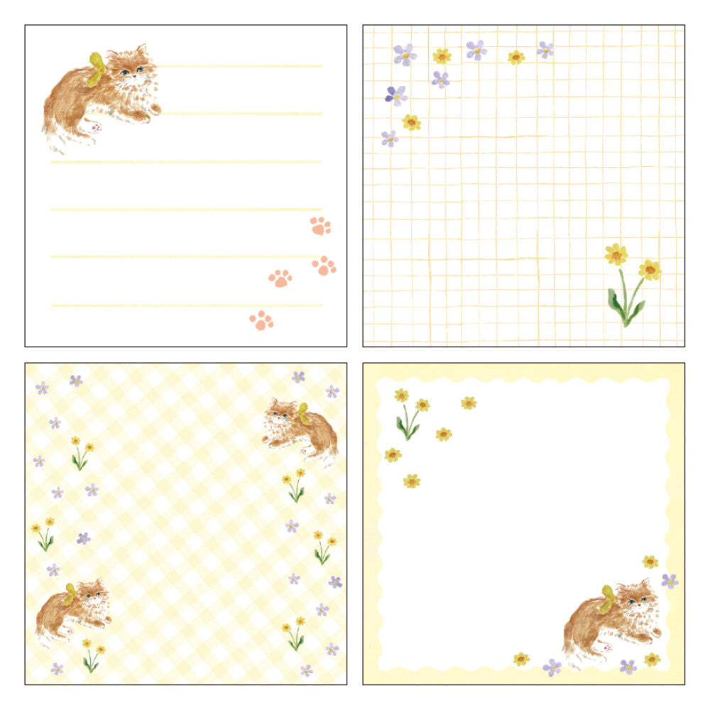 Haruka Toshimitsu 利光春華 Memo Pad - Yellow Ribbon Cat