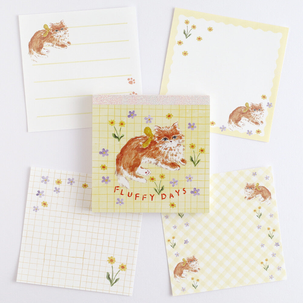 Haruka Toshimitsu 利光春華 Memo Pad - Yellow Ribbon Cat