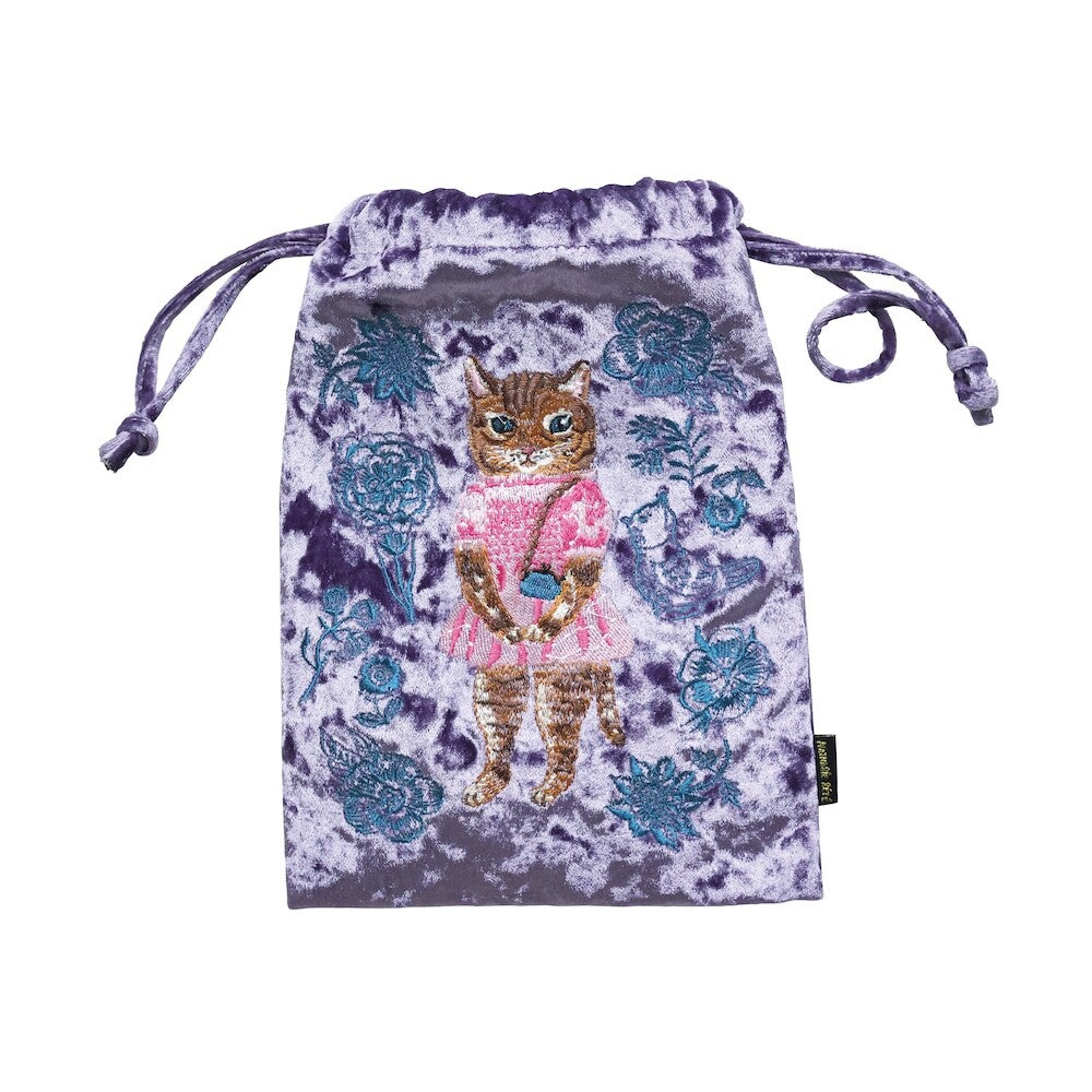 Nathalie Lete Velour Drawstring Pouch - Maya