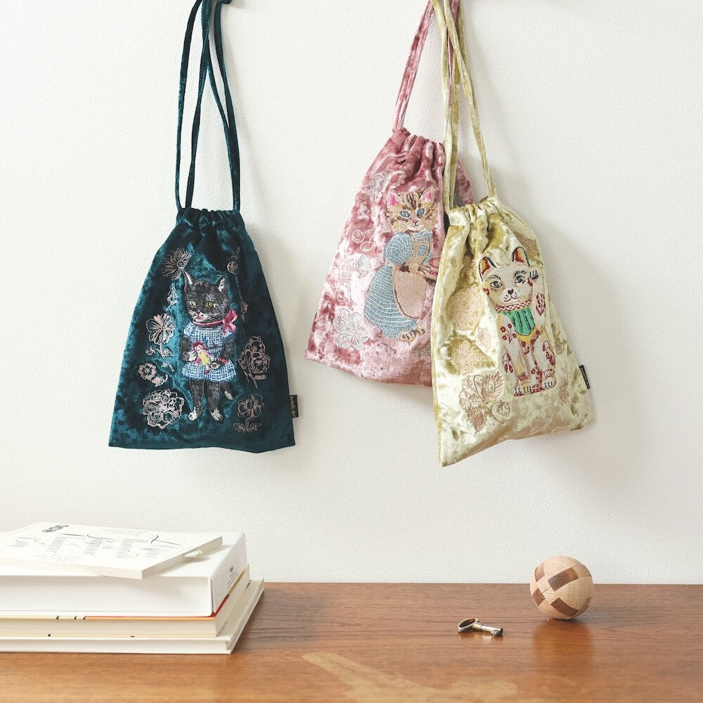 Nathalie Lete Velour Drawstring Pouch - Blue Eye