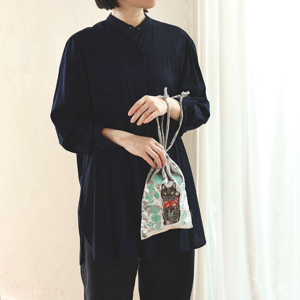 Nathalie Lete Velour Drawstring Pouch - Blue Eye