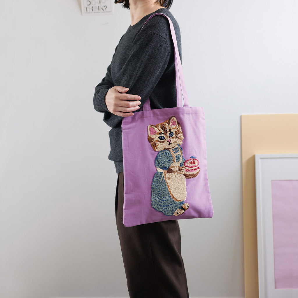 Nathalie Lete Cotton tote bag - Grey Cat