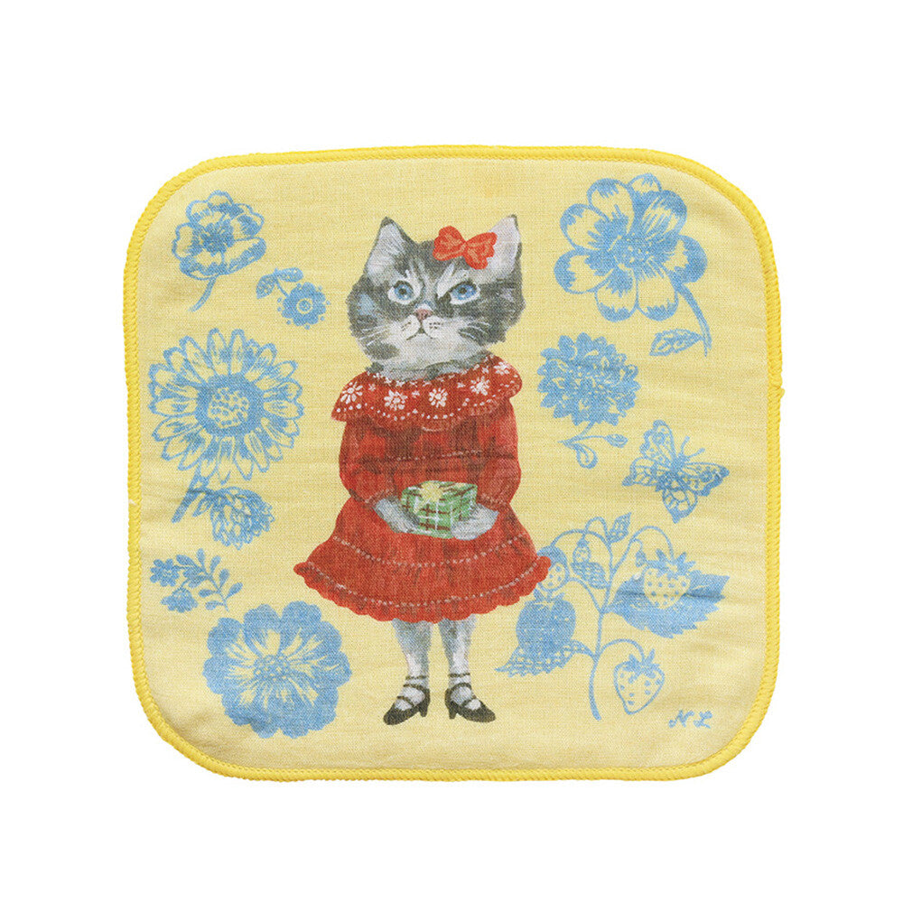 Nathalie Lete Gauze & cotton towel - Grey Cat