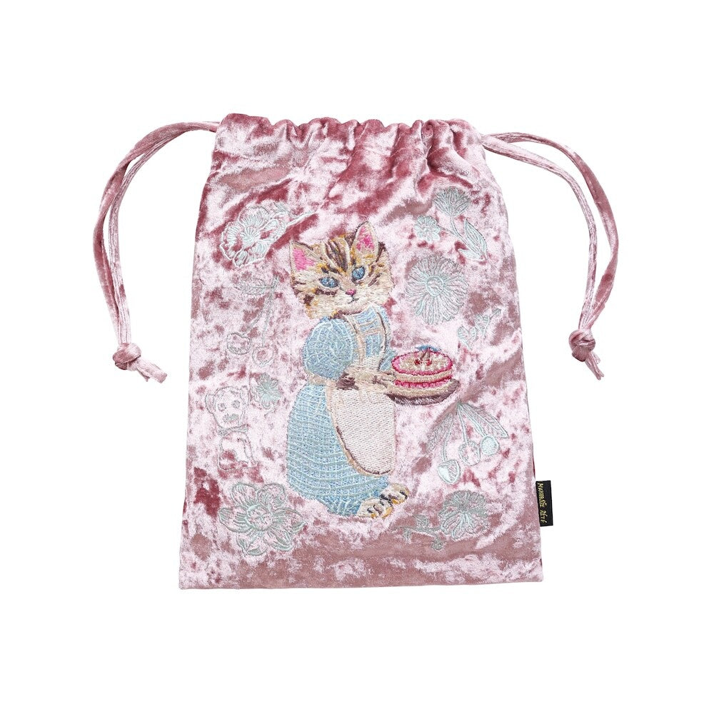 Nathalie Lete Velour Drawstring Pouch - Blue Eye