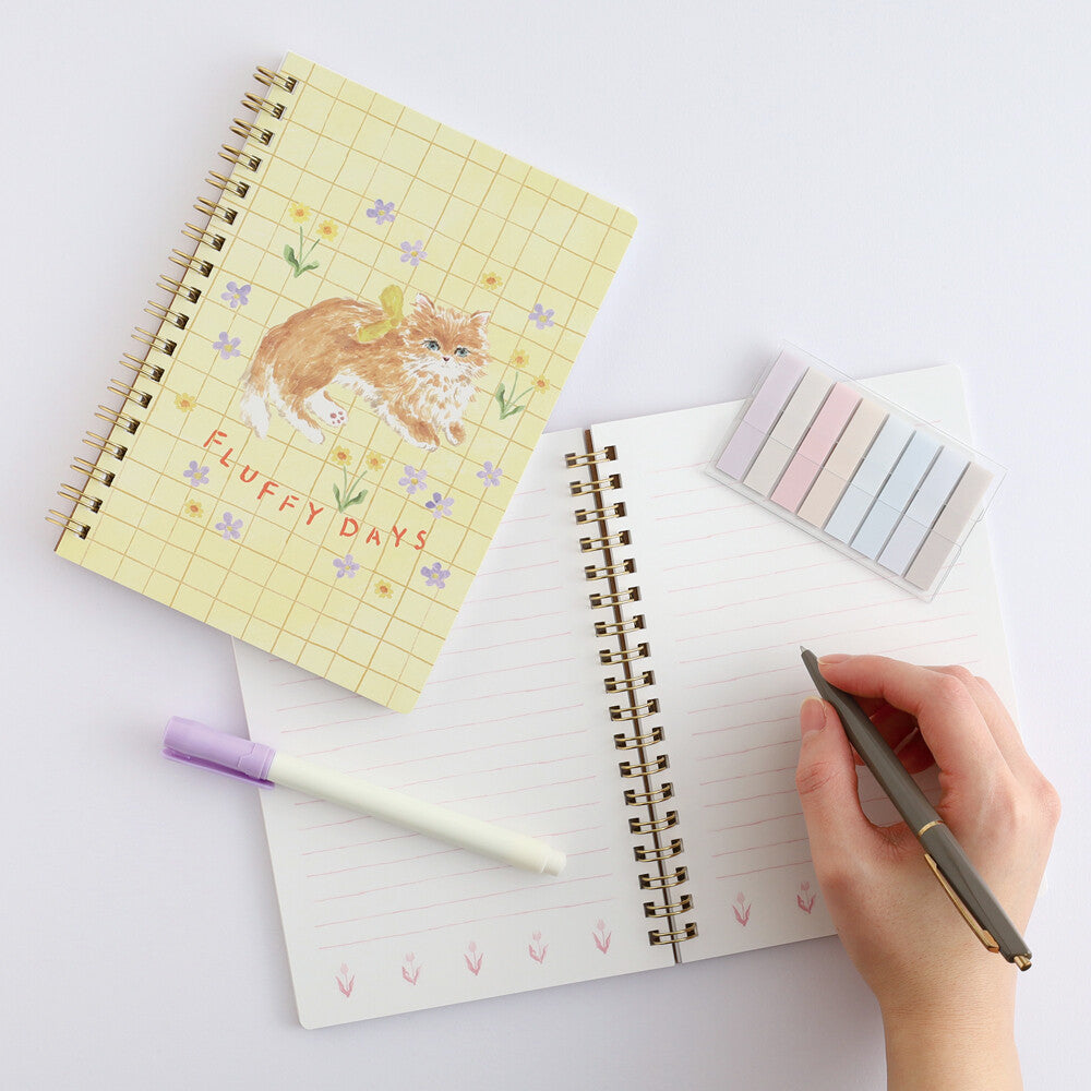 Haruka Toshimitsu 利光春華 B6 Ring Notebook - Yellow Ribbon Cat