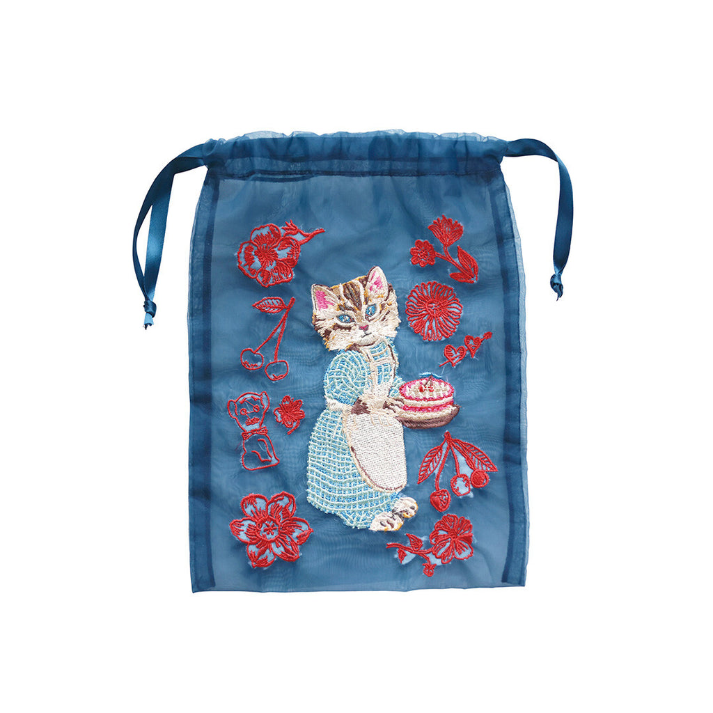 Nathalie Lete Organdy Drawstring Bag - Blue Eye