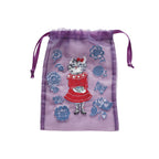 Nathalie Lete Organdy Drawstring Bag - Purple / Grey Cat