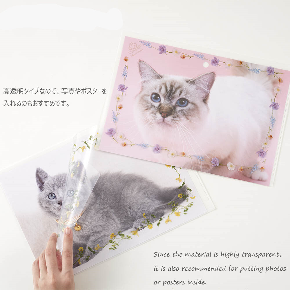 Hibiya Kadan 日比谷花壇 Fleur de papier A4 clear folder - Yellow / Pink / Purple