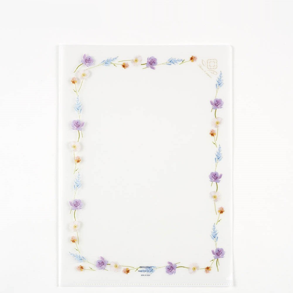 Hibiya Kadan 日比谷花壇 Fleur de papier A4 clear folder - Yellow / Pink / Purple