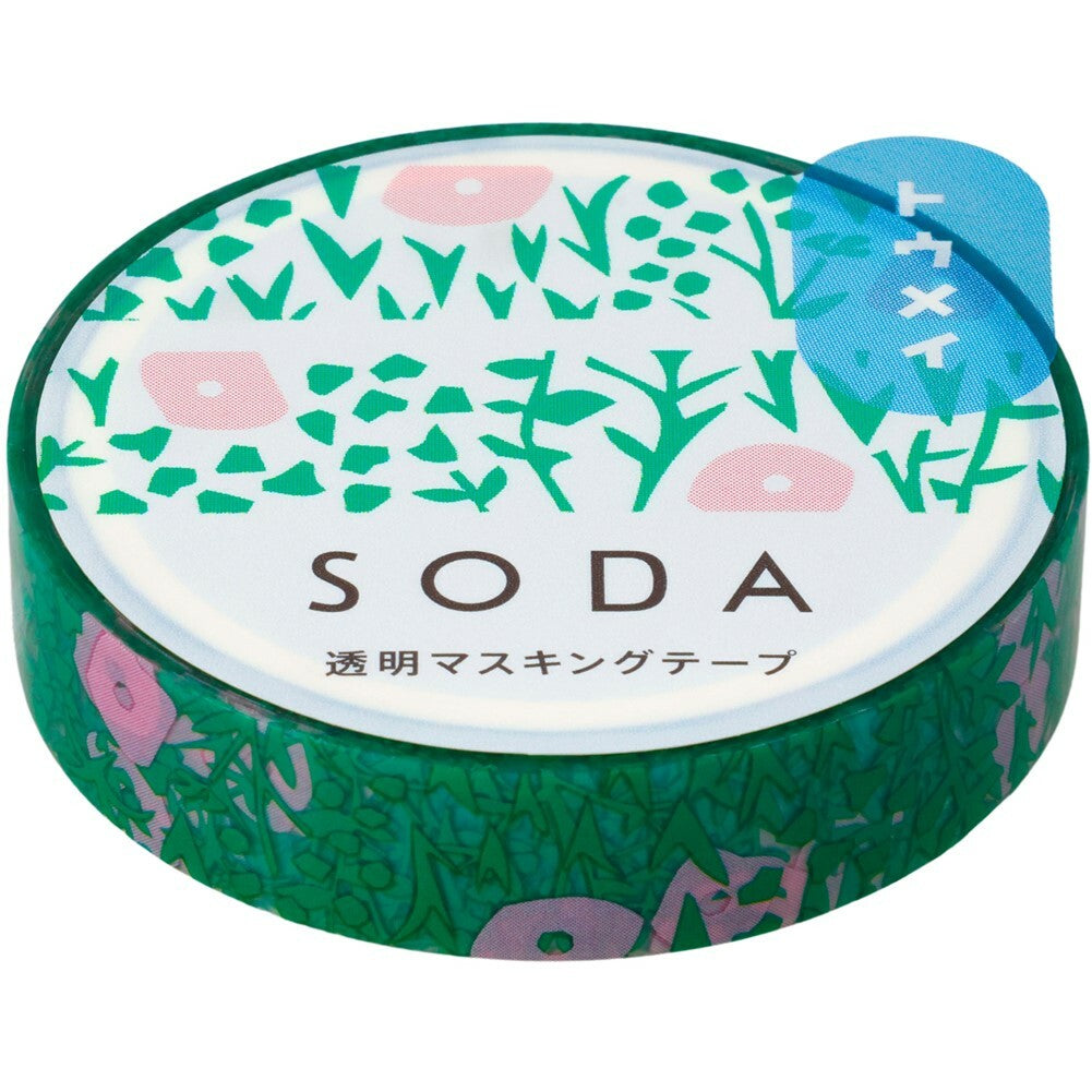 HITOTOKI SODA Transparent Masking Tape 透明紙膠帶 - Plants
