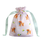 Haruka Toshimitsu 利光春華 Satin Drawstring Pouch - Blue Ribbon Dog
