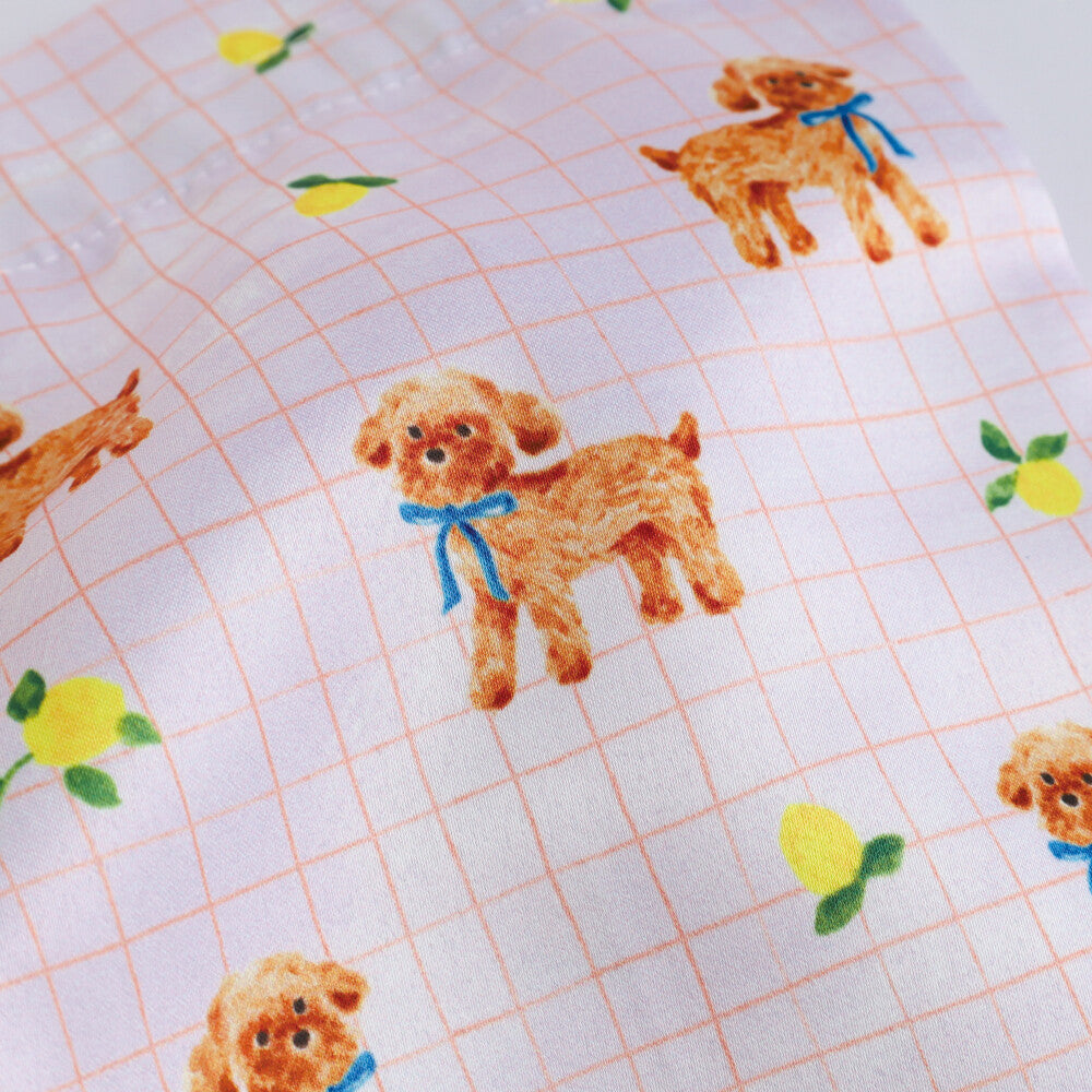 Haruka Toshimitsu 利光春華 Satin Drawstring Pouch - Blue Ribbon Dog
