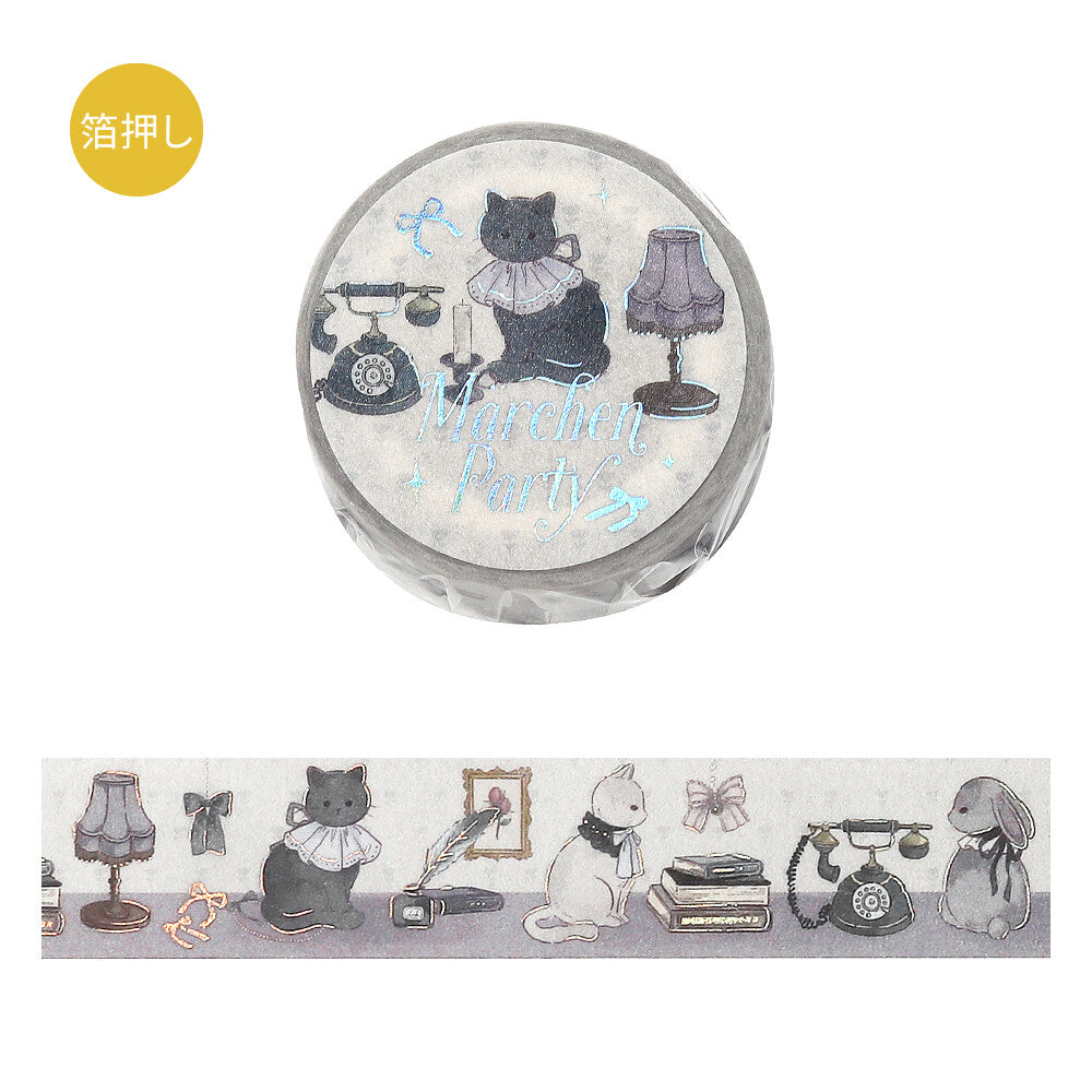 Foil Stamped 箔押 Masking Tape - Marchen Party*Silver Grey