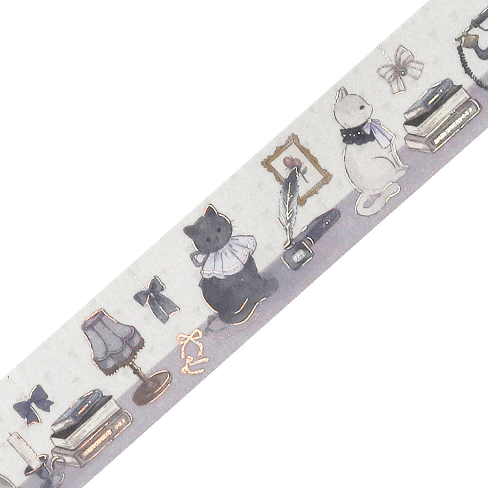 Foil Stamped 箔押 Masking Tape - Marchen Party*Silver Grey