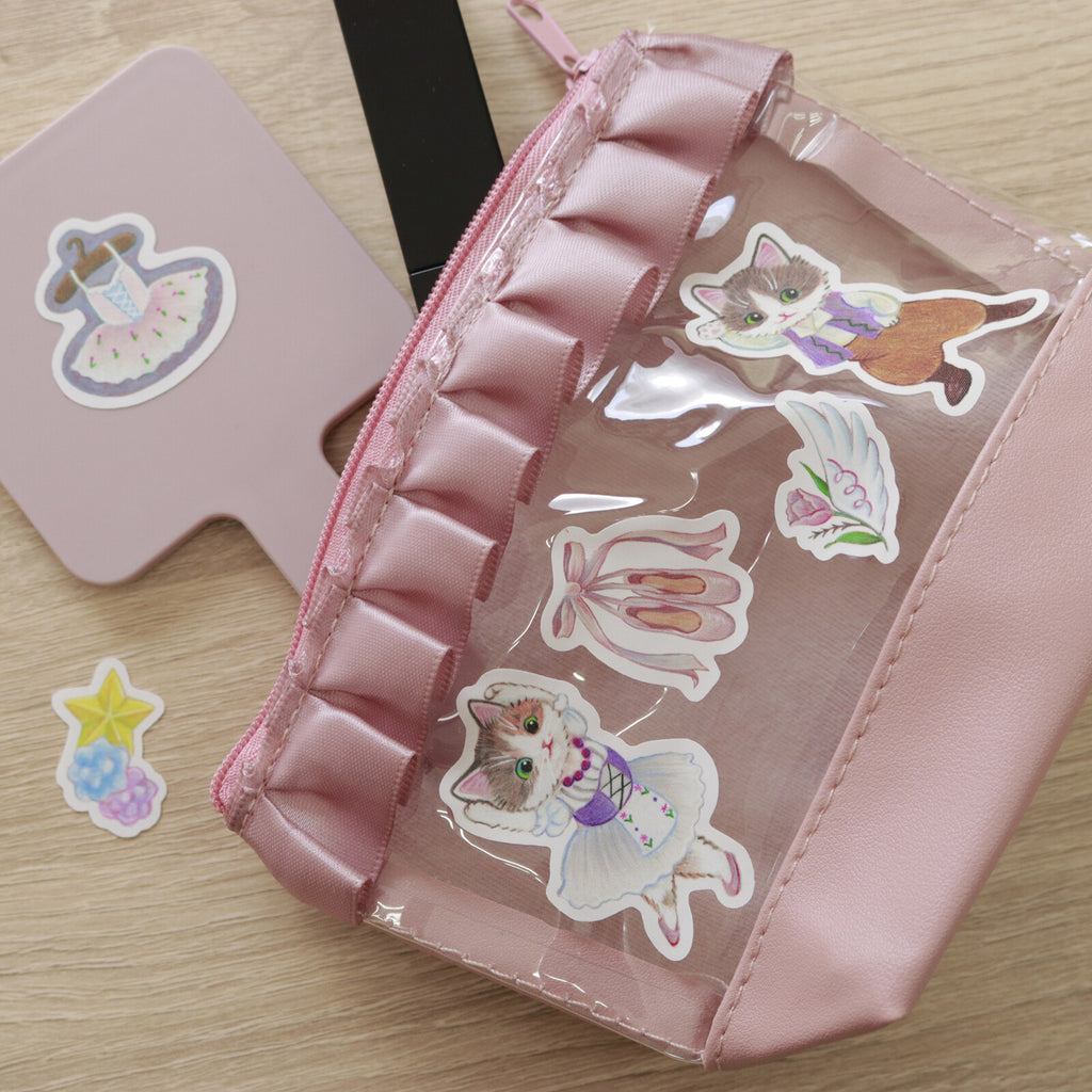 Yusa Shimoda Washable Stickers - Flower & Cat / Ballet & Cat