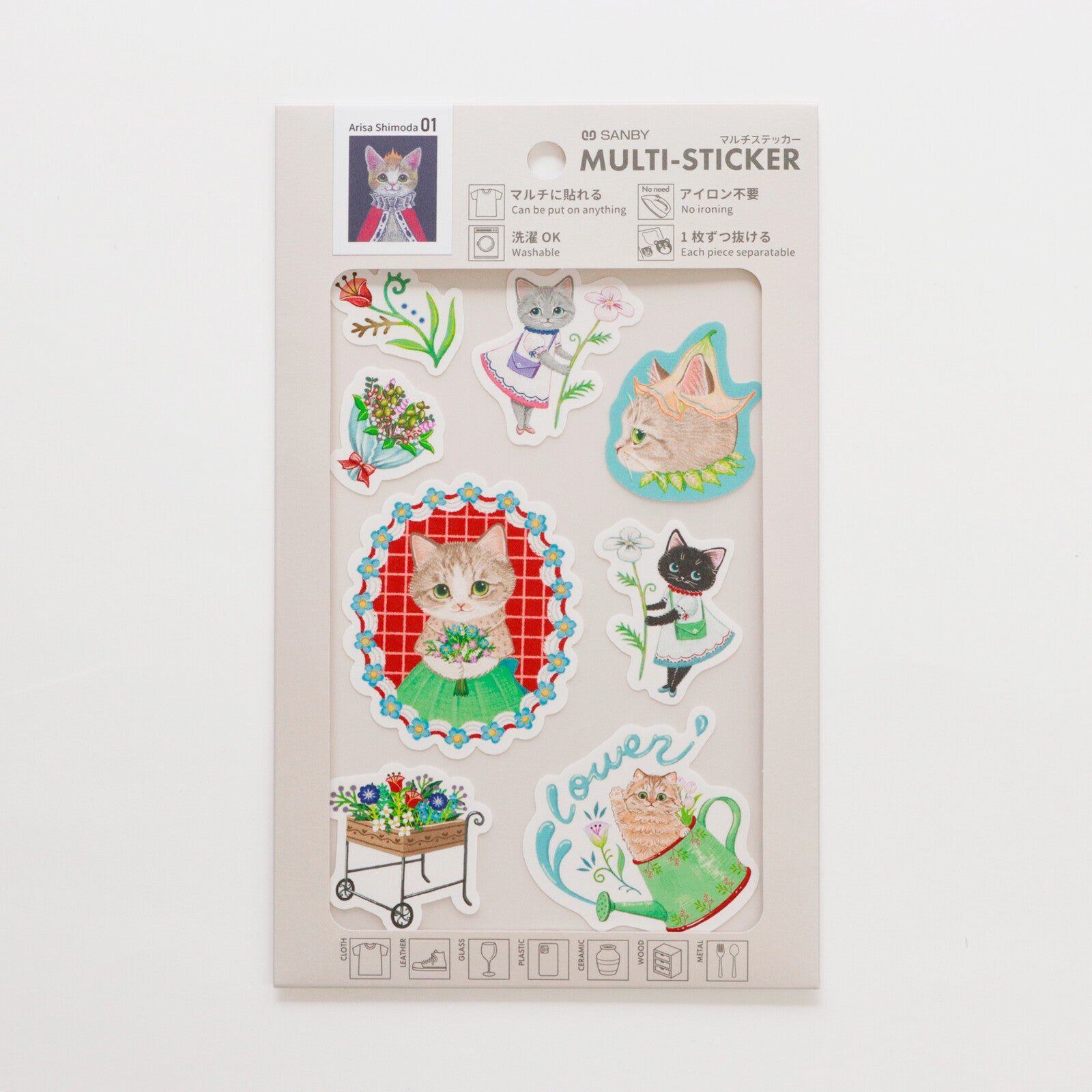 Yusa Shimoda Washable Stickers - Flower & Cat / Ballet & Cat