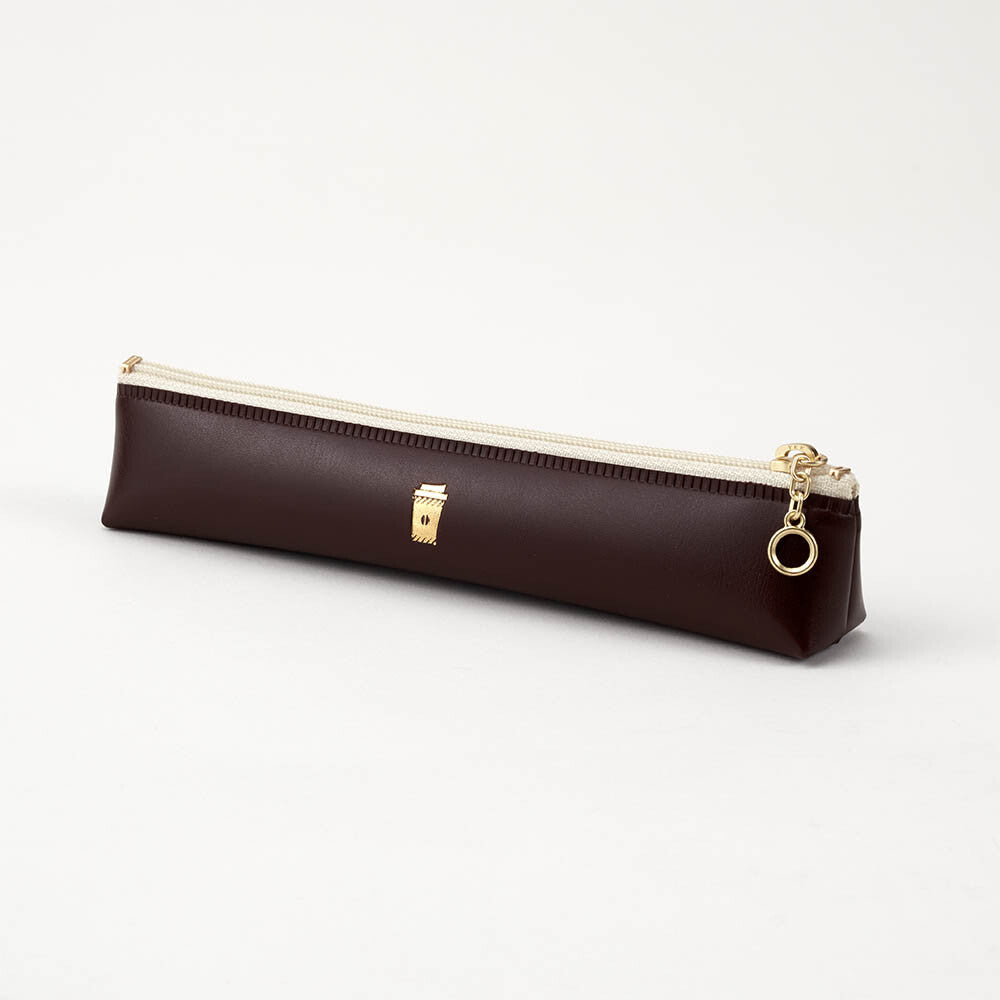 Slim pen case - Orange / Brown / Light beige