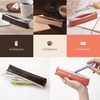 Slim pen case - Orange / Brown / Light beige