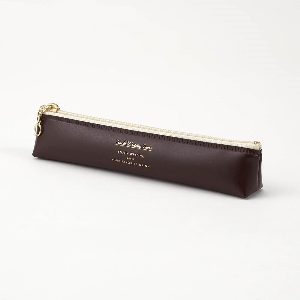 Slim pen case - Orange / Brown / Light beige