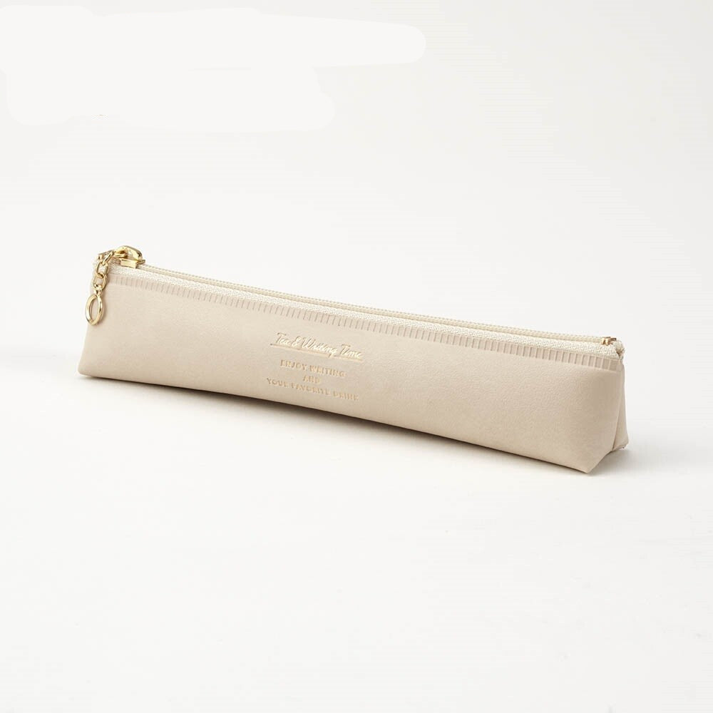 Slim pen case - Orange / Brown / Light beige