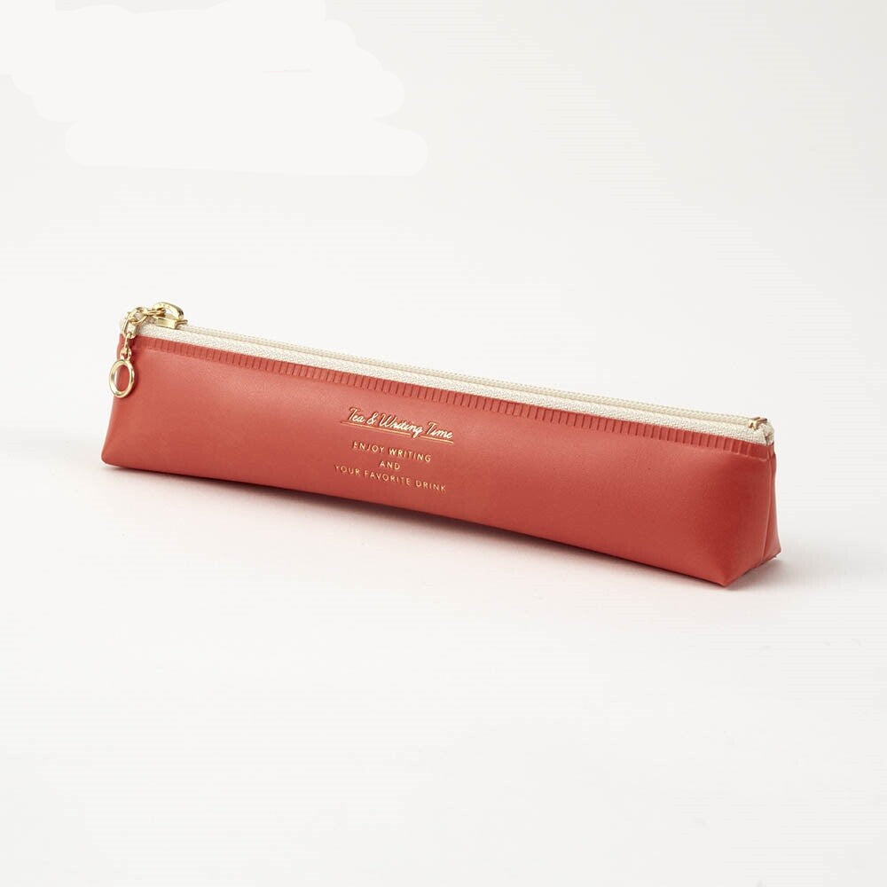 Slim pen case - Orange / Brown / Light beige