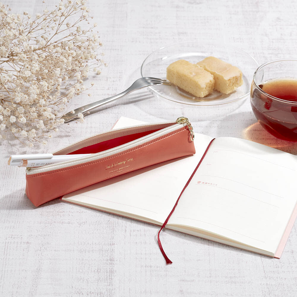 Slim pen case - Orange / Brown / Light beige