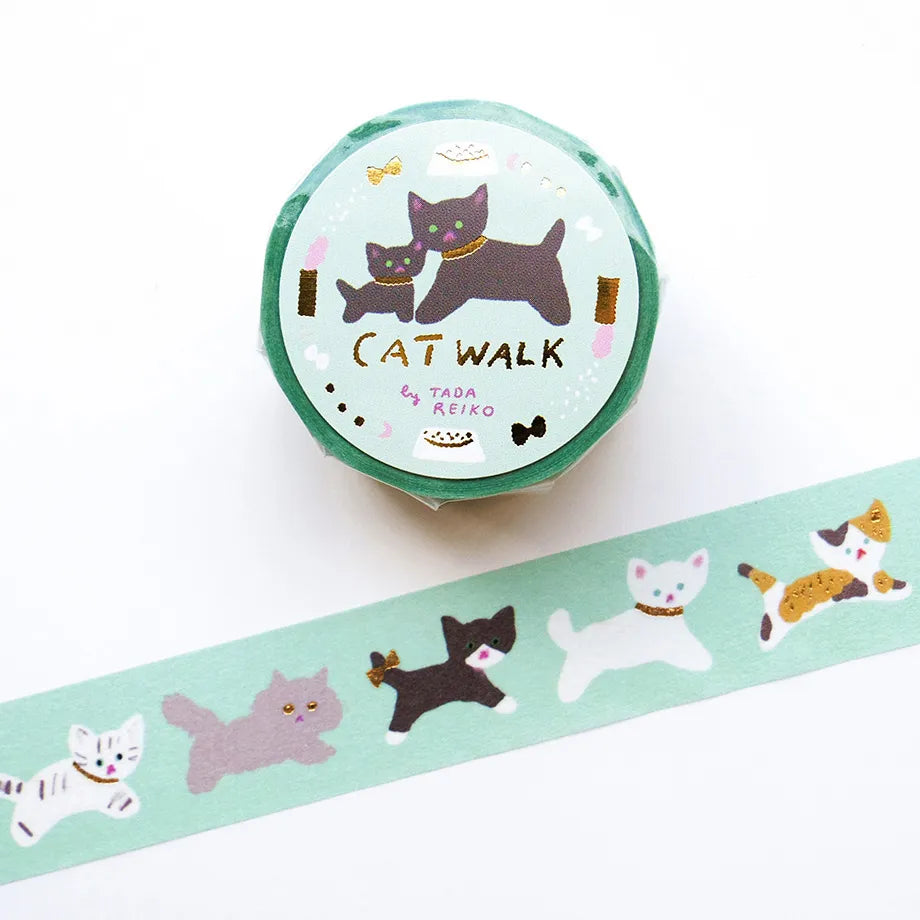 Reiko Tada 多田玲子 Foil Stamped Masking Tape - Cat Walk