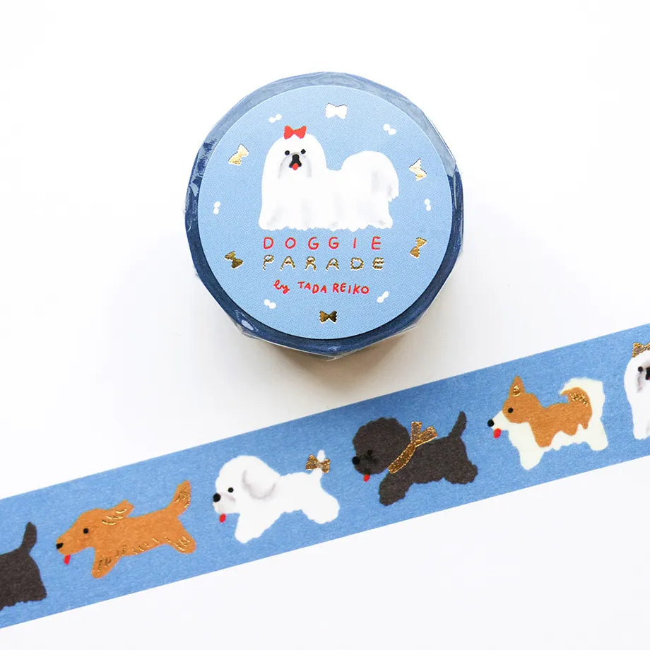 Reiko Tada 多田玲子 Foil Stamped Masking Tape - Doggie Parade